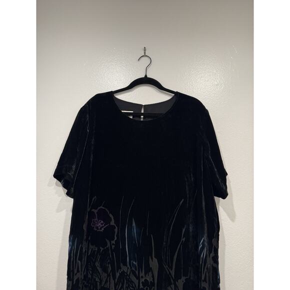 David Dart Floral Velvet Maxi Dress Women’s Plus Size 1X Short Sleeve Holiday - Picture 4 of 10